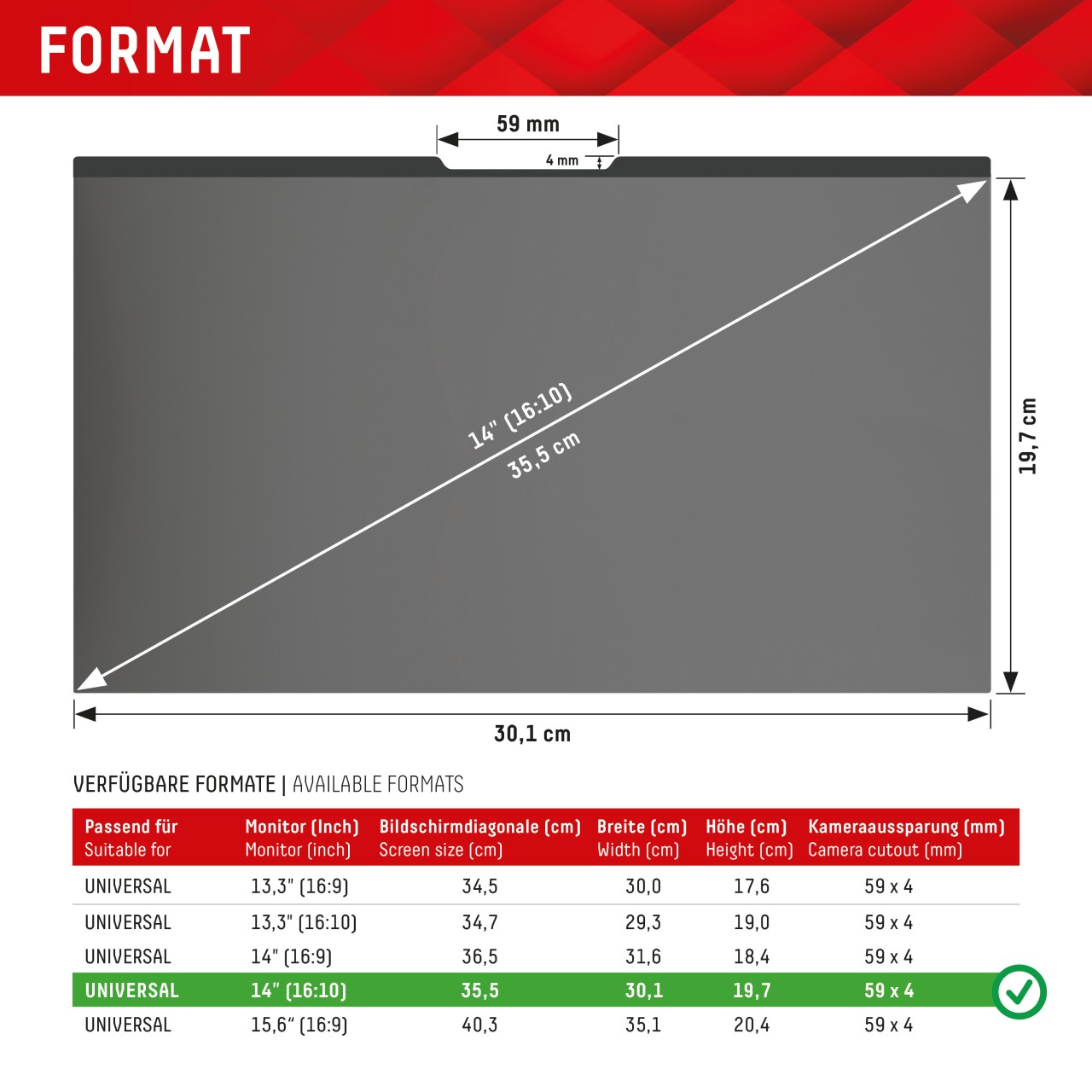 PRIVACY SAFE Magnetischer 2-Wege Blickschutzfilter für Laptop/ Notebook 14'' (16:10)