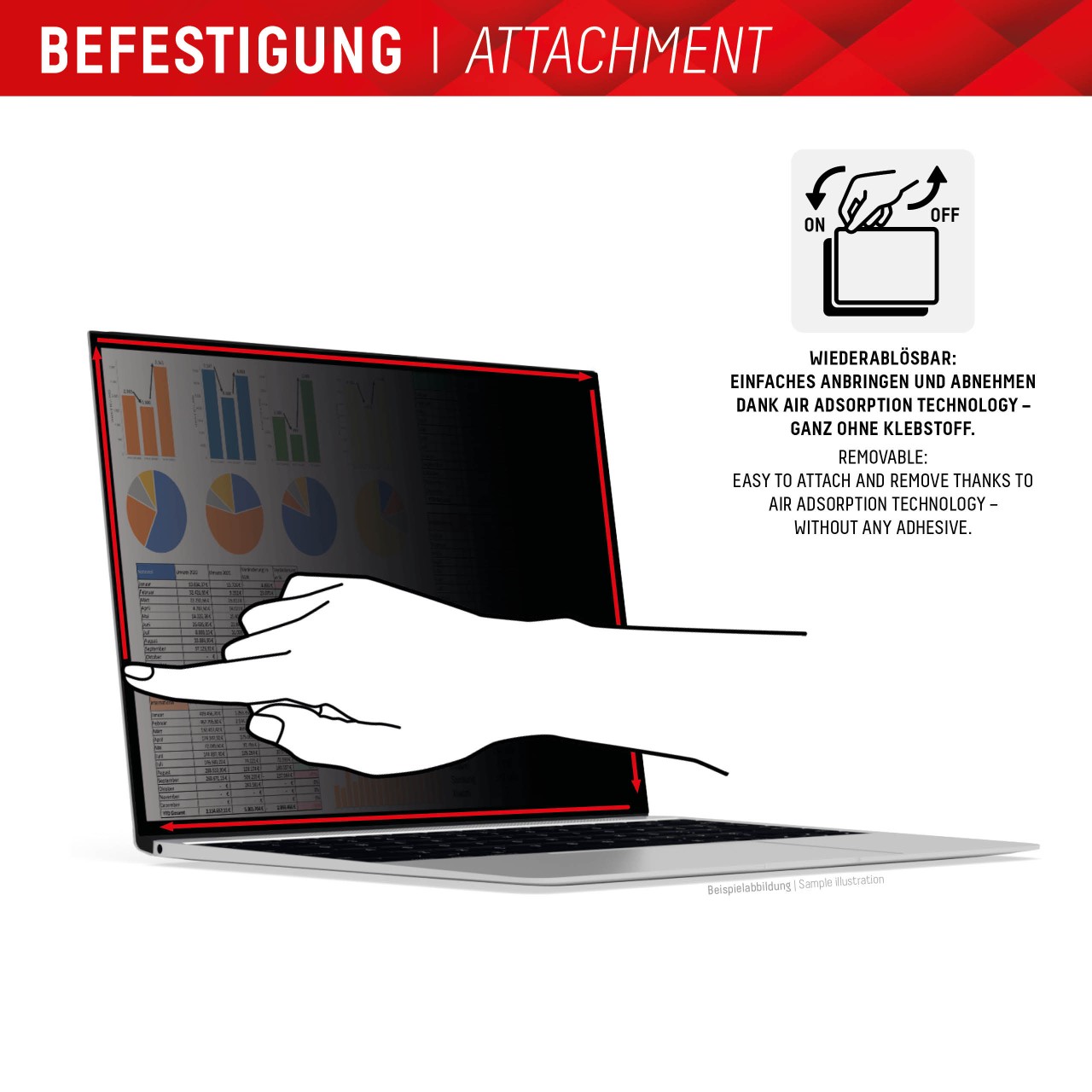 PRIVACY SAFE randlos/frameless 2-Wege Blickschutzfilter für Laptop/Notebooks 16" 16:10