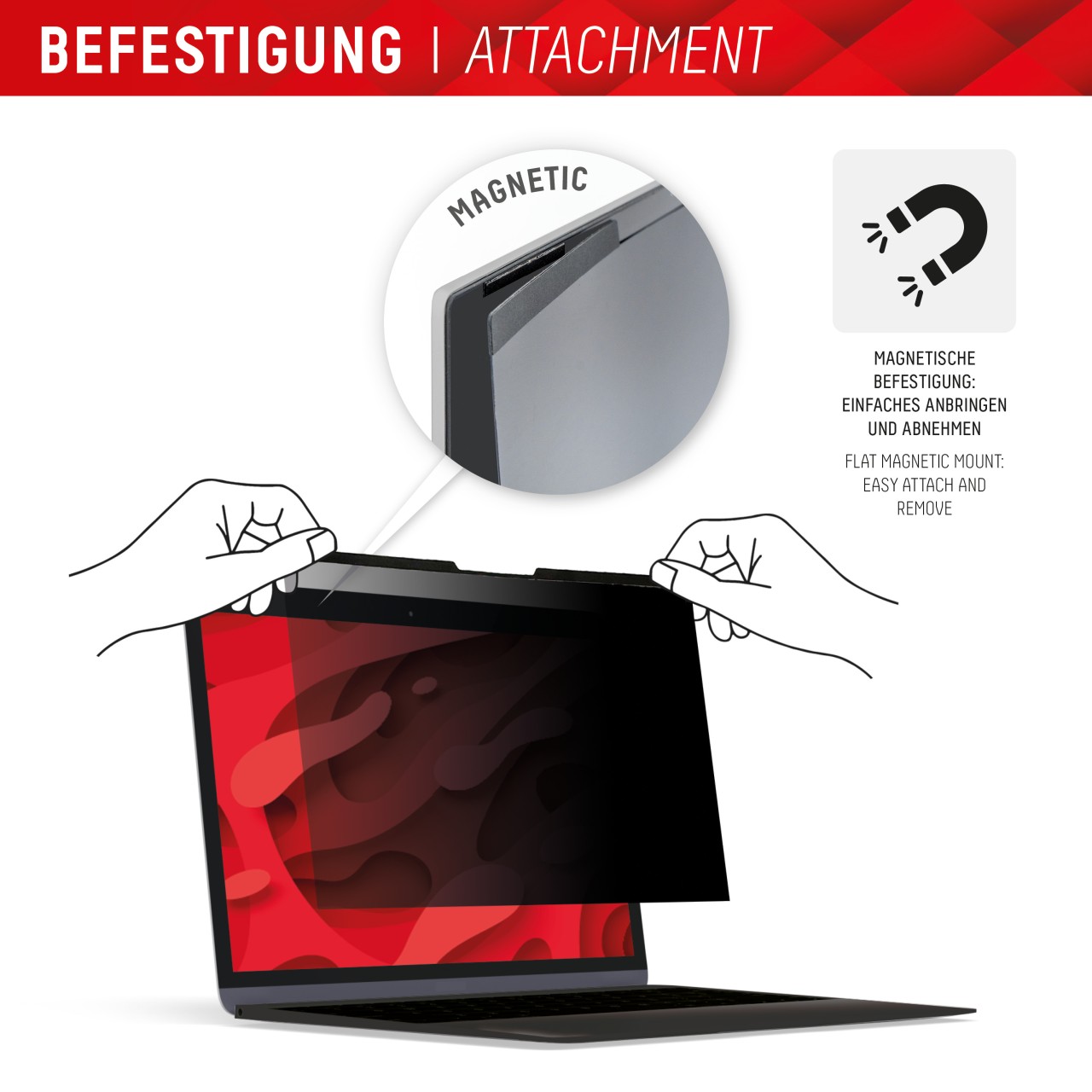 PRIVACY SAFE Magnetischer 2-Wege Blickschutzfilter für Laptop/ Notebook 14'' (16:10)