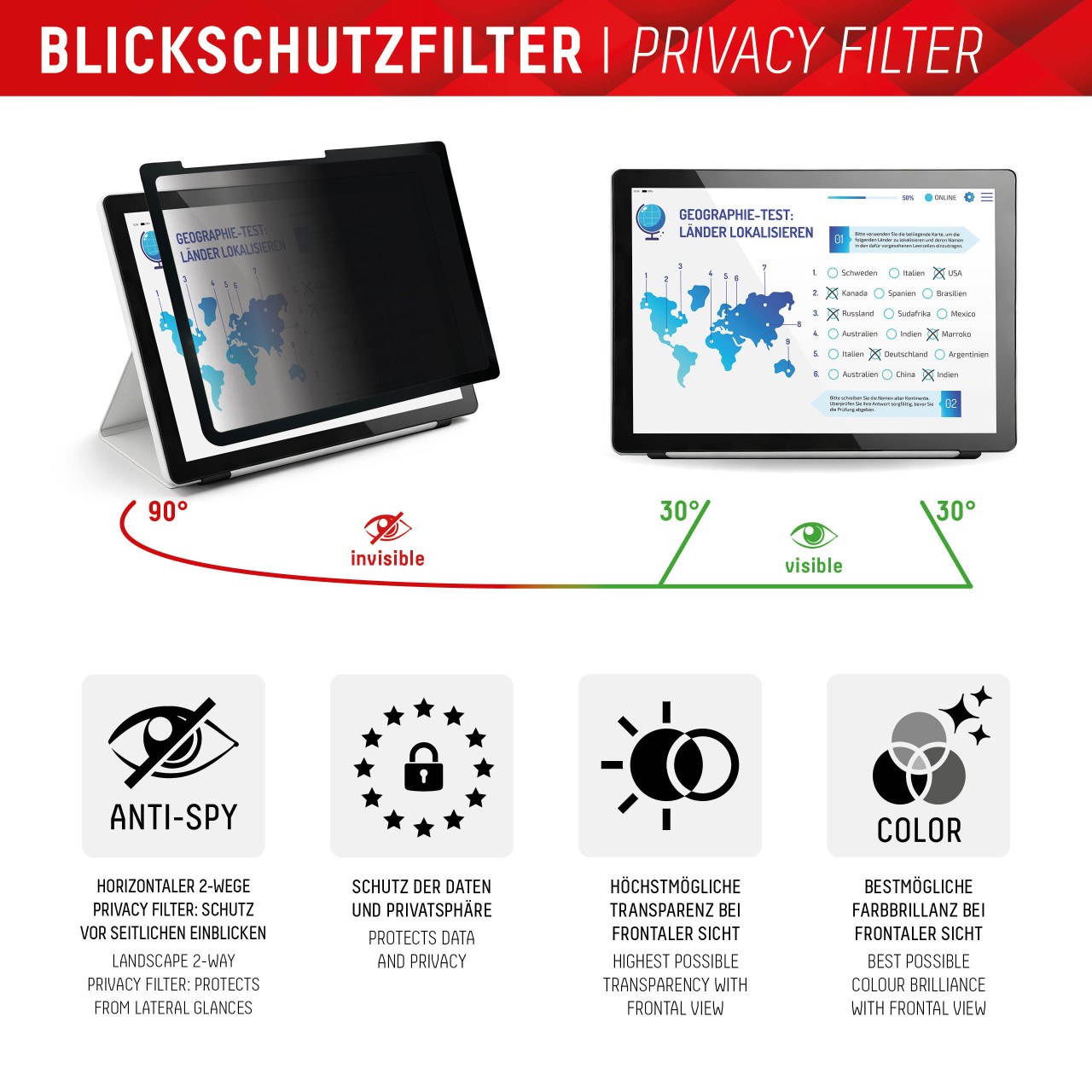 TABLET PRIVACY SAFE Blickschutzfilter für iPad 10,9'' (10. Gen.)/Air 11'' (2024)