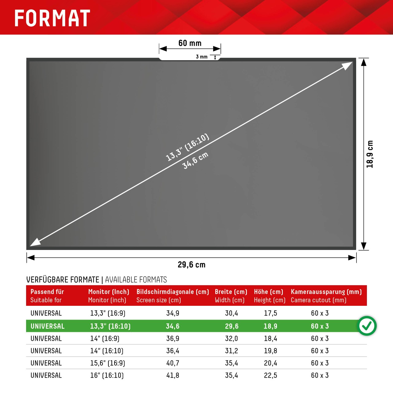 PRIVACY SAFE randlos/frameless 2-Wege Blickschutzfilter für Laptop/Notebooks 13,3" 16:10